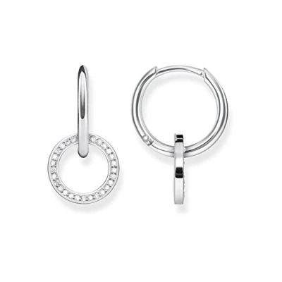 Afbeelding van Thomas SABO Creolen Kreis Oorbellen, Dames, Maat: One Size, Silver coloured, white