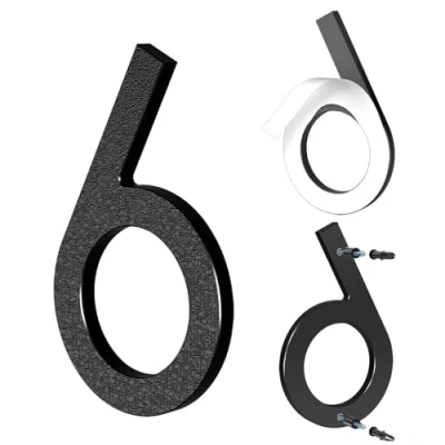 Afbeelding van Yafimea Huisnummer zwart 15 cm ABS kunststof 3D look nummer 6/9