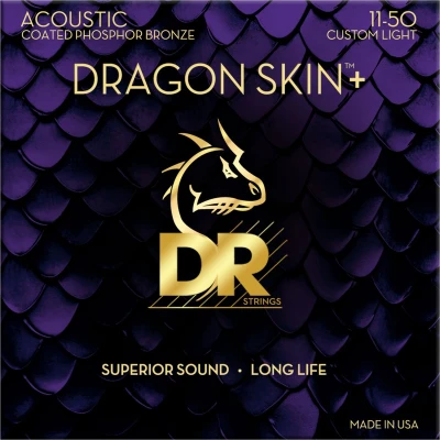 Afbeelding van DR DAP 11 Dragon Skin+ Acoustic Guitar Strings 50 Akoestische gitaarsnaren