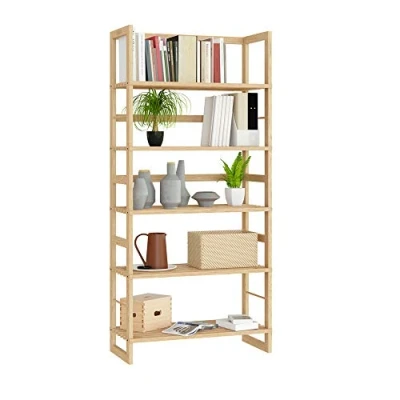Afbeelding van Deuba Staand rek badkamerrek hout 5 planken kelder badkamer keuken plank natuur 135,5 x 58 27 cm