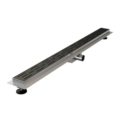 Afbeelding van Brauer Douchegoot 100x7. 5cm vloerflens RVS zwart
