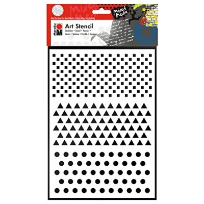 Afbeelding van Marabu 0285000008 Art stencil motiefsjabloon voor een effectieve sjabloon op papier, spieraam, hout en textiel, PVC vrij, lasergesneden, herbruikbaar, DIN A4, basic combinatie