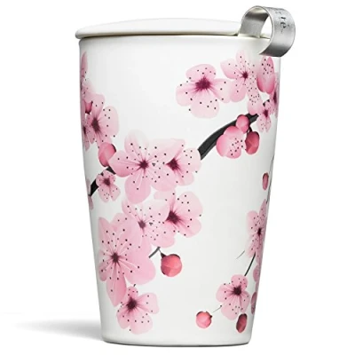 Afbeelding van Tea Forte Kati Cup Hanami Keramische theemok met theezeef en deksel om te zetten