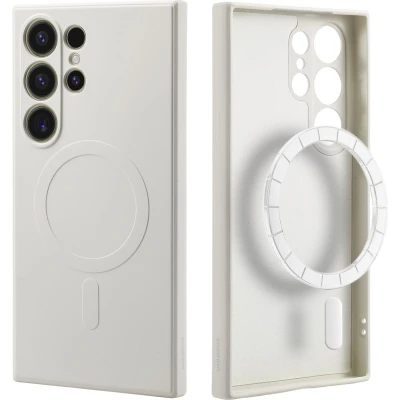 Afbeelding van iMoshion Hoesje Geschikt voor Samsung Galaxy S24 Ultra Siliconen Color Backcover MagSafe Beige