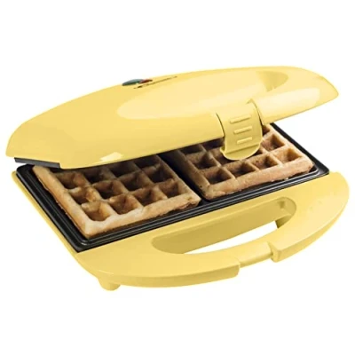 Image de Bestron Gaufrier au design rÃ©tro Pour des gaufres de Bruxelles, Sweet Dreams, 2 gaufres, 700 W, Couleur: jaune