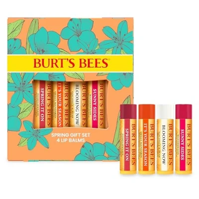 Image de Burt&#039;s Bees Lot de 4 baumes à lèvres grenade, noix coco et poire, mandarine douce, fraîchement cueillie, x 4,25 g