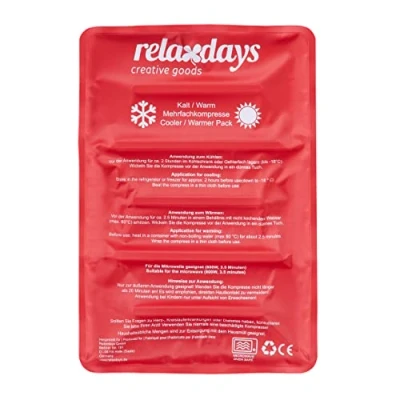 Afbeelding van Relaxdays cool pack hot cold gel packs 25 x 36 cm kompressen eerste hulp rood