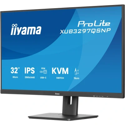 Afbeelding van IIYAMA 32&quot;WIDE LCD, 2560 x 1440 QHD, IPS panel, LED Bl., USB Hub (2xOut v3.2 + 2xUSB C(7,5 Watt), Height Adjust.(15cm), Adaptive Sync, 350cd