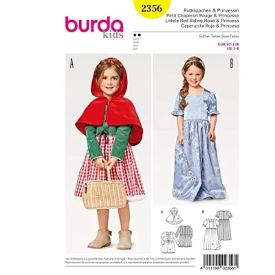 Afbeelding van Burda Naaipatroon 2356 Roodkapje en Prinses