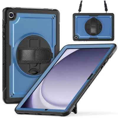 Afbeelding van Accezz Tablet Hoes Geschikt voor Samsung Galaxy Tab A9 Plus Rugged Backcover Shoulder Strap Blauw