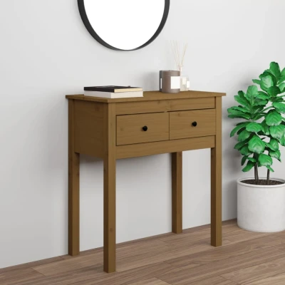 Afbeelding van Wandtafel 70x35x75 cm massief grenenhout honingbruin