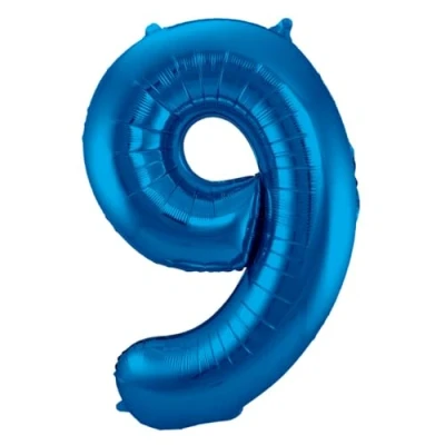 Afbeelding van Blauwe Folieballon Cijfer 9 86cm