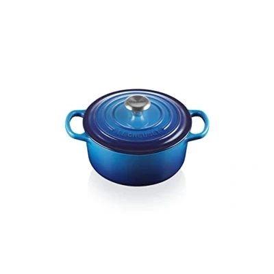 Image de Le Creuset Cocotte Signature en Fonte Émaillée avec Couvercle, Ø 20 cm, Ronde, 2.4 L, 3.092 kg, Azure, 21177202202430