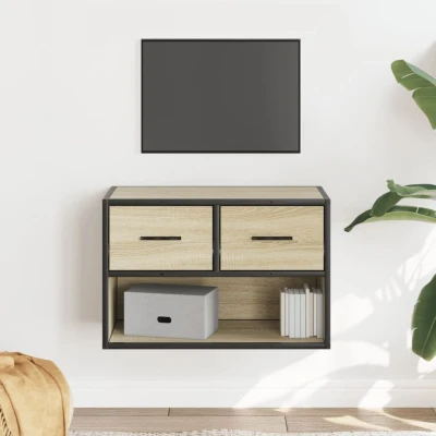 Afbeelding van vidaXL Tv meubel 60x31x39,5 cm bewerkt hout metaal sonoma eikenkleurig