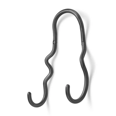 Afbeelding van Ferm LIVING Curvature Dubbele Wandhaak Van Messing Zwart