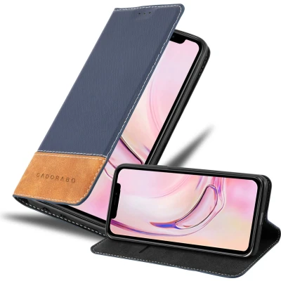 Afbeelding van Cadorabo Hoesje geschikt voor Apple iPhone 13 MINI in DONKERBLAUW BRUIN Beschermhoes met magnetische sluiting, standfunctie en kaartvakje Book Case Cover Etui