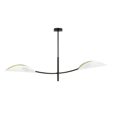 Afbeelding van Plafondlamp Lotus, zwart/wit/goud, 2 lamps