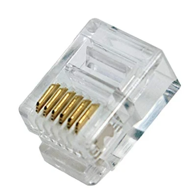 Afbeelding van odedo® 100 stuks RJ12 6P6C modulaire connectoren voor platte kabel, westernstekker, telefoonconnector, stekker, stekker telefoonkabel
