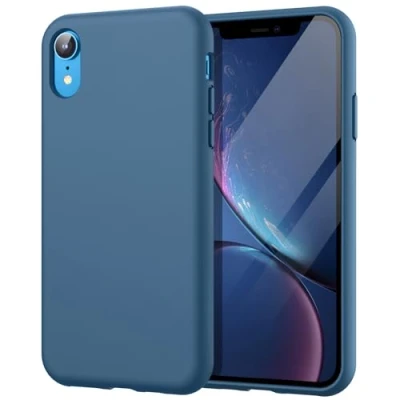 Afbeelding van JETech 1 x siliconen beschermhoes voor iPhone XR, 6, rondom beschermhoes, zijdezacht, binnenvoering van microvezel, stootvast (kobaltblauw)