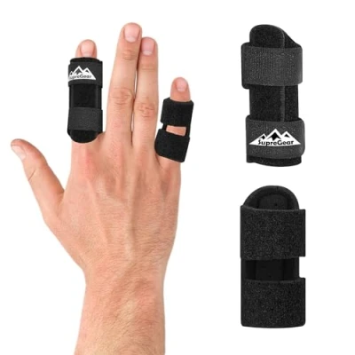 Afbeelding van supregear Vingerspalken, set van 2 universele spalken voor het rechttrekken vingers en ondersteuning gebroken trekkende middelvingers, wijsvingers, ringvinger oorschelpen,
