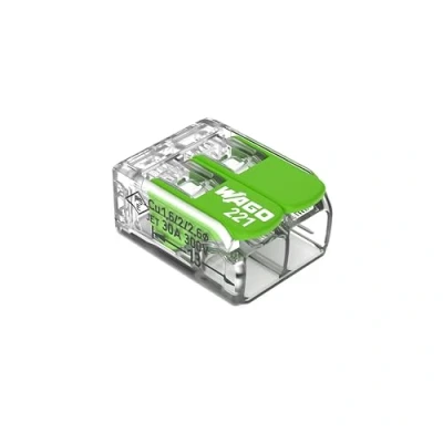 Afbeelding van WAGO 221 422 Verbindingsklem Flexibel: 0.14 4 mm² Massief: 0.2 Aantal polen: 2 100 stuk(s) Transparant, Groen
