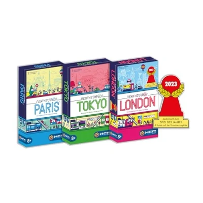 Afbeelding van HCM Kinzel Bundle Next Station London, Tokio, Parijs, 3 spellen, flip en schrijven Metronetwerkzeil met vaardigheid strategie, voor 1 tot 4 spelers, vanaf 8 jaar