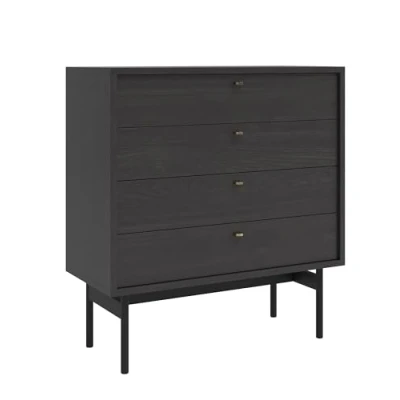 Afbeelding van Selsey OLAR Dressoir met vier lades 85 cm Zwart Portland essenhout