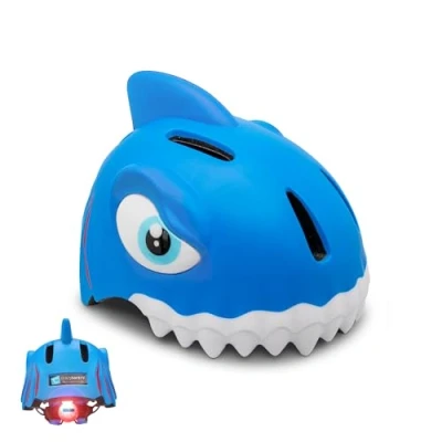 Afbeelding van Crazy Safety Kinderfietshelm Blauwe Haai S/M 49 55 cm verstelbaar