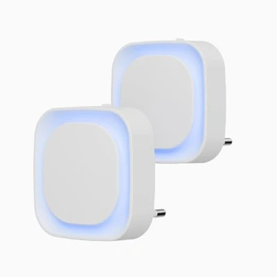Afbeelding van YUNLEX 2 stuks automatisch led nachtlampje, nachtlampje met schemeringssensor, 3 helderheidsniveaus, dimbaar, voor kinderen, stekker, hal, keuken, badkamer (zuurblauw)