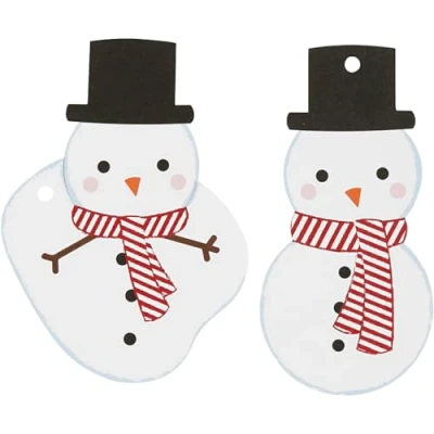 Afbeelding van Creotime Labels Sneeuwpoppen 10 Stuks Wit/rood/zwart Karton