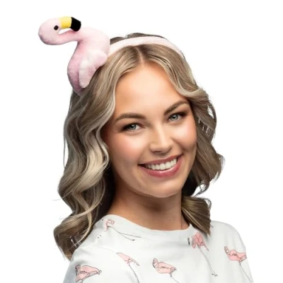 Afbeelding van Boland Diadeem Flamingo pluche Één maat Kinderen en volwassenen Unisex Hawaii Themafeest