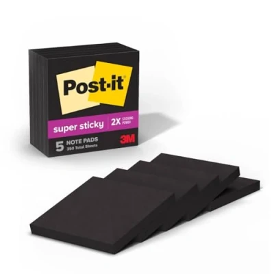 Afbeelding van Post it Super Sticky Notes 654 5SSSC zelfklevende notitieblokken, zwart, 5 stuks