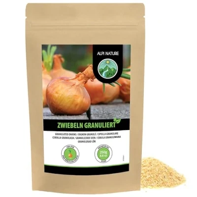 Afbeelding van Gegranuleerde uien (250 g), uiengranulaat, gemalen uien, 100% natuurlijk van zacht gedroogde zonder additieven, veganistisch