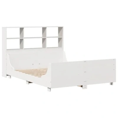 Afbeelding van vidaXL Bed met boekenkast zonder matras massief hout wit 160x200 cm