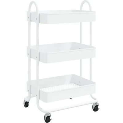 Afbeelding van vidaXL Trolley 3 laags 43x34x79 cm staal wit
