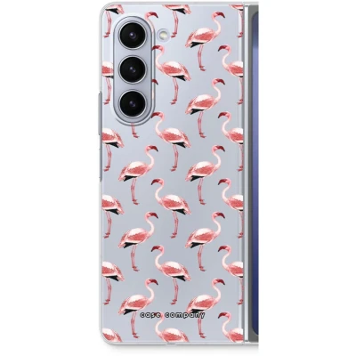 Afbeelding van Case Company® hoesje geschikt voor Samsung Galaxy Z Fold5 Flamingo Soft Cover Telefoonhoesje Bescherming aan alle Kanten en Schermrand