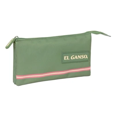 Afbeelding van Pennenetui met 3 vakken El Ganso Groen 22 x 12 cm