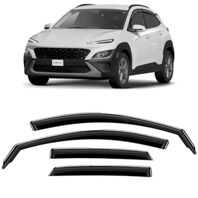 Afbeelding van CLIM ART Set van 4 deflectoren voor/compatibel met Hyundai Kona 2018 2022 SUV, luchtdeflector, voor auto, insteekbaar