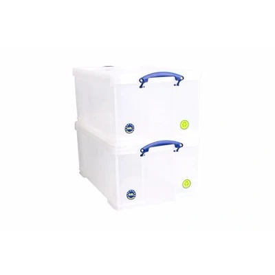 Afbeelding van Really Useful Box 2 stuks opbergdozen 64 liter transparant 710 x 440 310 mm