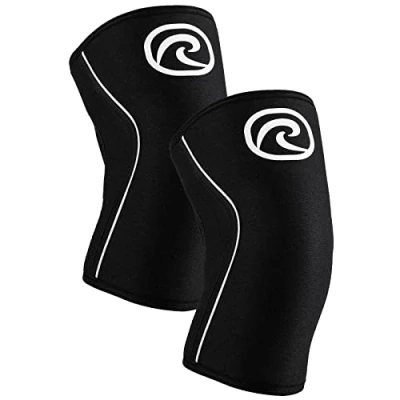 Afbeelding van Rehband Power Max Kraftsport 2 stuks neopreen kniebeschermers SBR 7 mm geschikt voor wedstrijden, bodybuilding, powerlifting, crossfit en zwaar gewichtheffen, kleur: zwart, 1 paar