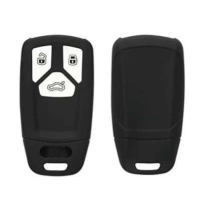Afbeelding van kwmobile Autosleutel hoes silicone compatibel met Audi 3 toetsen Smartkey (alleen sleutel) sleutelhoes in mat zwart
