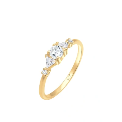 Afbeelding van Elli Basic Glamorous Ring goldcoloured, Dames, Maat: 54, Gold coloured