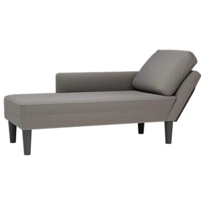 Afbeelding van vidaXL Chaise longue met kussen corduroy stof lichtgrijs
