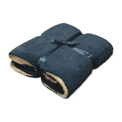 Afbeelding van Unique Living Coby Fleece polyester Plaid 130x160 cm Dark Blue