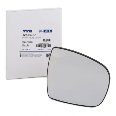 Afbeelding van TYC 325 0078 1 Spiegelglas Links Bovenste deel OPEL: Vivaro A Combi, Van, Platform / Chassis, RENAULT: TRAFIC 2 Kasten, Bus