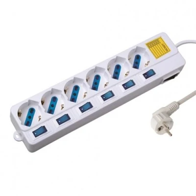 Afbeelding van Stopcontactenstrip 6 Tomas met Interruptor Ewent EW3932 1,5 m 2500W Wit (1,5 m)