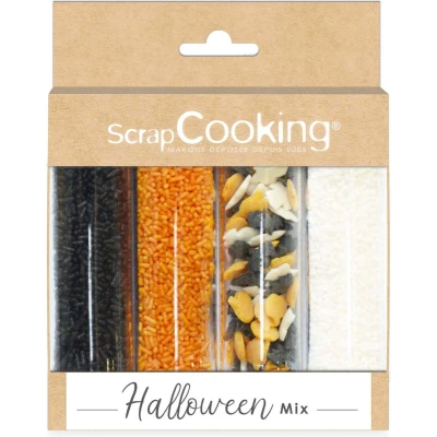 Afbeelding van ScrapCooking Zoete decoraties &quot;Halloween Mix&quot; 69 g Assortiment 4 soorten: Zwart, Wit, Oranje &amp; Vleermuis Pompoenen Taartdecoraties, Cupcakes, Kinderverjaardagen 7519