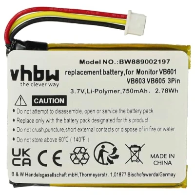 Afbeelding van vhbw 1 x batterij compatibel met TakTark babyfoon (750 mAh, 3,7 V, Li Poly)