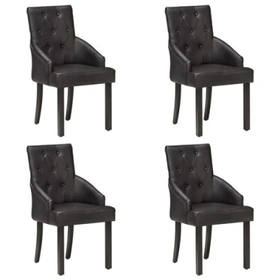 Afbeelding van Eetkamerstoelen 4 st echt geitenleer zwart