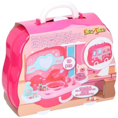 Afbeelding van Eddy Toys Beautycase Prinsessen Meisjes 25 Cm Roze 19 Delig